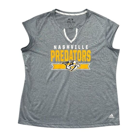 Adidas Shirt Women's Size XXL Grey Nashville Predators Ice Hockey Tank Top - Picture 1 of 10